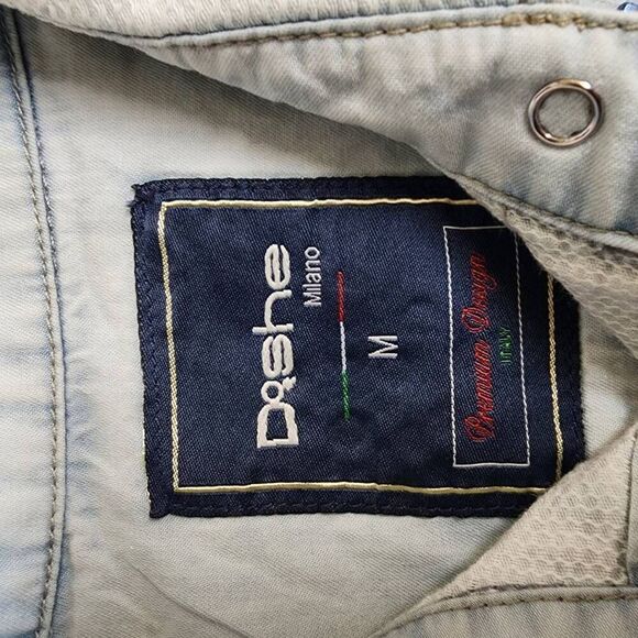 Dishe White & Blue Bedazzled Button Down Shirt (M) - Picture 7 of 7